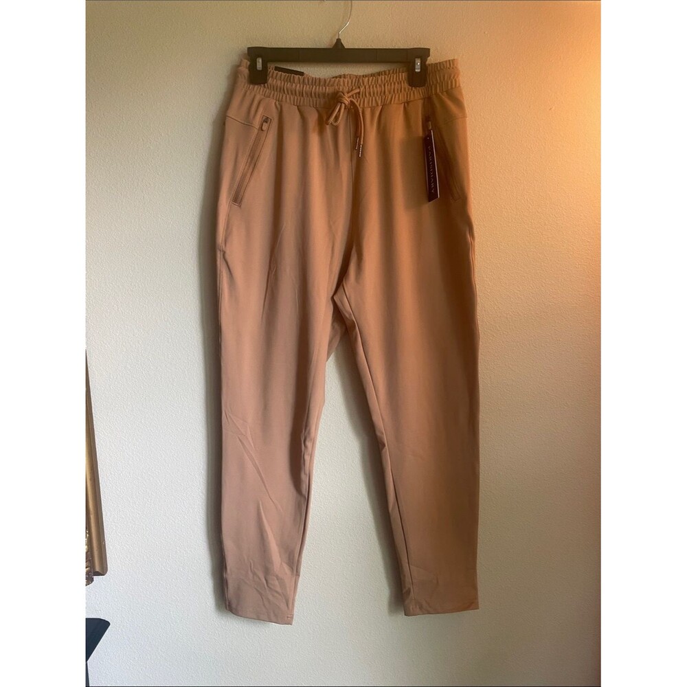 Men's Tan Jogger Pants - Stretch Drawstring Waist adult small